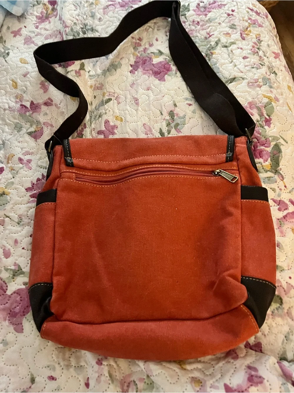 Orange Canvas Crossbody Messenger Bag